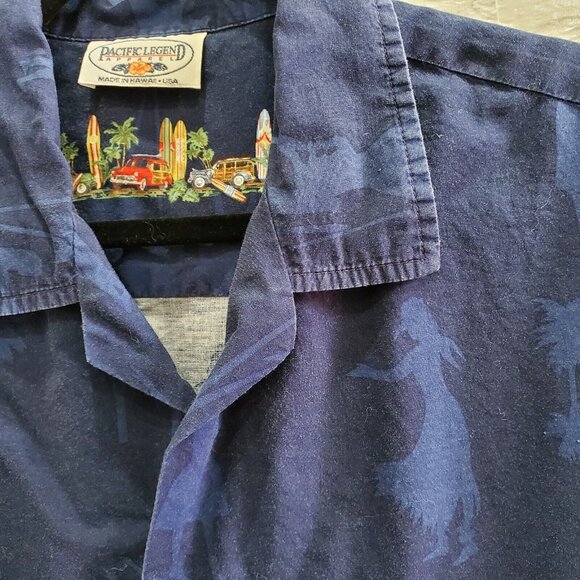 Pacific Legend Apparel Shirt Mens Size L Blue Made in Hawaii Button Up Pocket - Picture 3 of 7